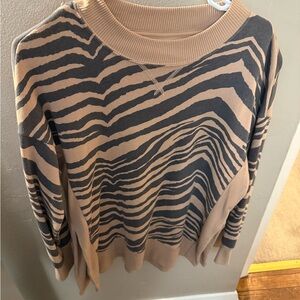 aerie Zebra-Print Sweater in Tan and Black